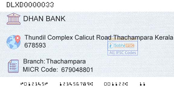 Dhanalakshmi Bank ThachamparaBranch 