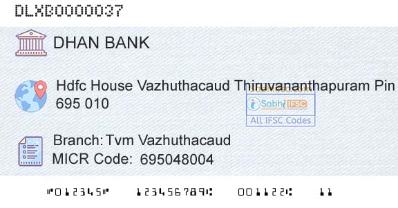 Dhanalakshmi Bank Tvm VazhuthacaudBranch 