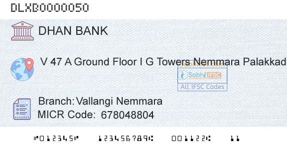 Dhanalakshmi Bank Vallangi NemmaraBranch 