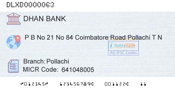 Dhanalakshmi Bank PollachiBranch 