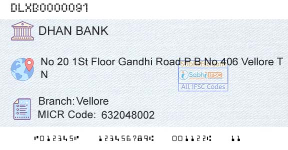 Dhanalakshmi Bank VelloreBranch 