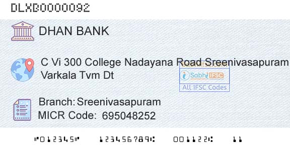 Dhanalakshmi Bank SreenivasapuramBranch 