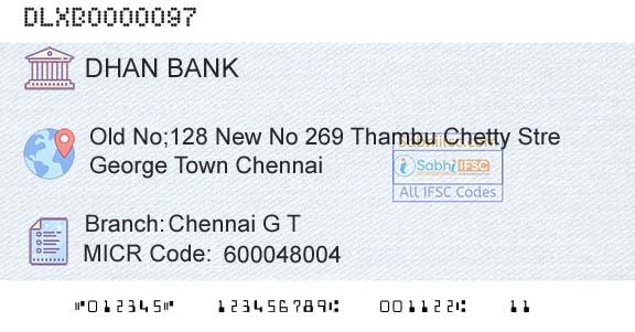 Dhanalakshmi Bank Chennai G TBranch 