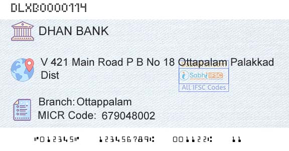 Dhanalakshmi Bank OttappalamBranch 