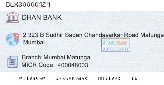 Dhanalakshmi Bank Mumbai MatungaBranch 