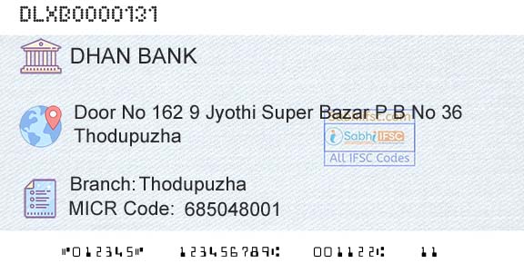 Dhanalakshmi Bank ThodupuzhaBranch 