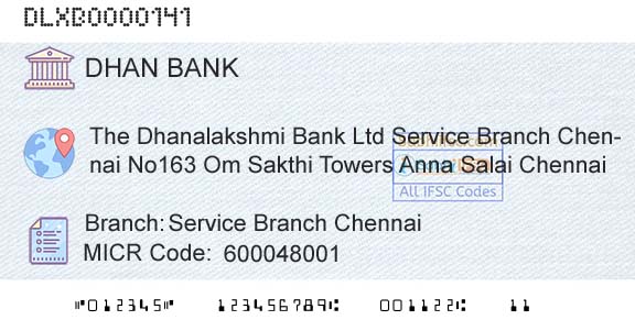 Dhanalakshmi Bank Service Branch ChennaiBranch 