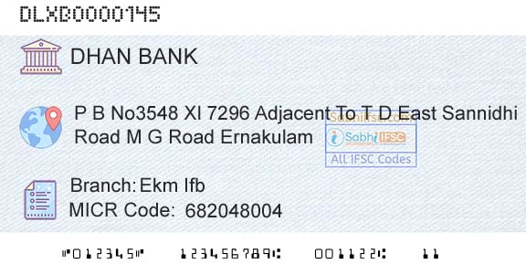 Dhanalakshmi Bank Ekm IfbBranch 