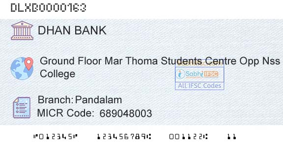 Dhanalakshmi Bank PandalamBranch 