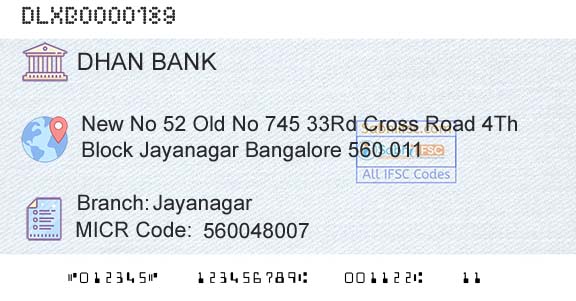 Dhanalakshmi Bank JayanagarBranch 