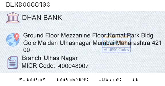 Dhanalakshmi Bank Ulhas NagarBranch 