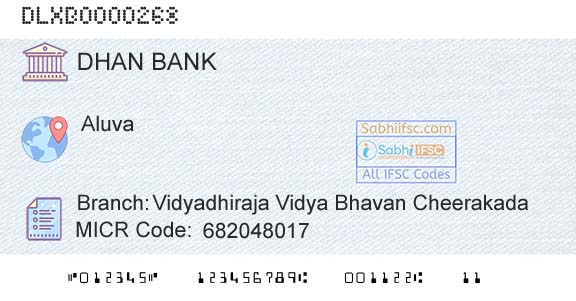 Dhanalakshmi Bank Vidyadhiraja Vidya Bhavan CheerakadaBranch 