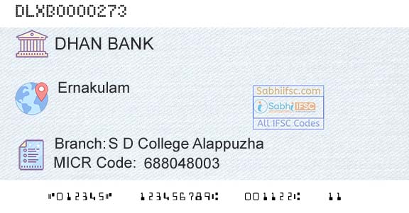 Dhanalakshmi Bank S D College AlappuzhaBranch 
