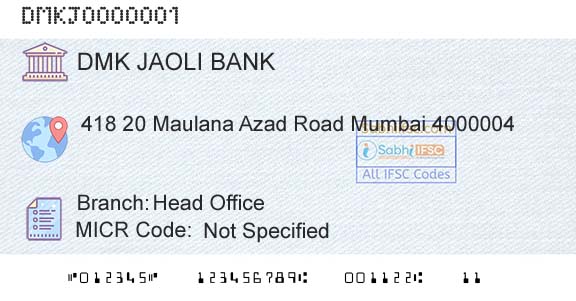 Dmk Jaoli Bank Head OfficeBranch 