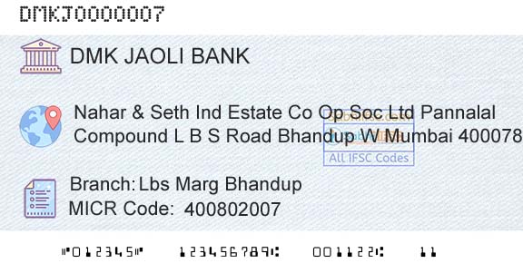 Dmk Jaoli Bank Lbs Marg BhandupBranch 