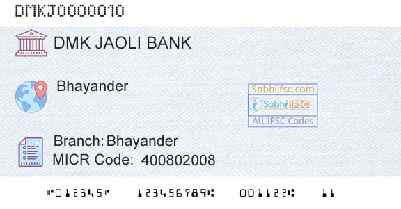 Dmk Jaoli Bank BhayanderBranch 