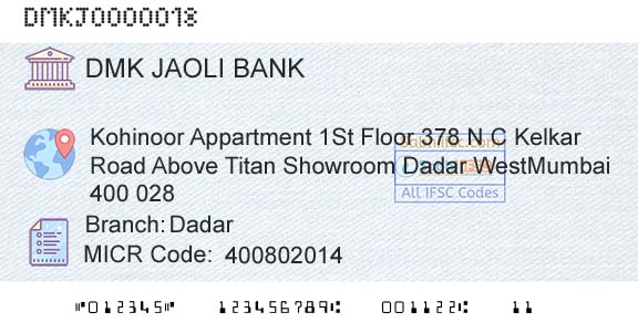 Dmk Jaoli Bank DadarBranch 