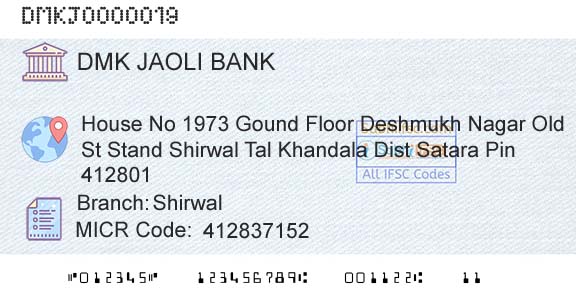Dmk Jaoli Bank ShirwalBranch 
