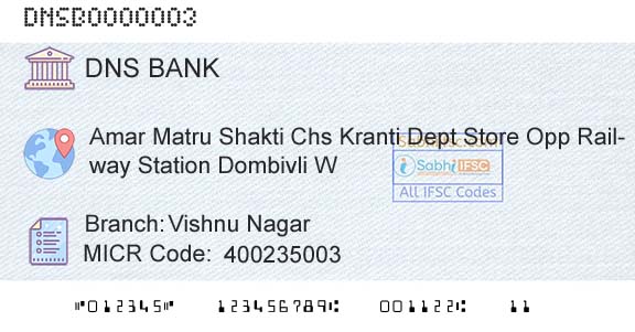 Dombivli Nagari Sahakari Bank Limited Vishnu NagarBranch 