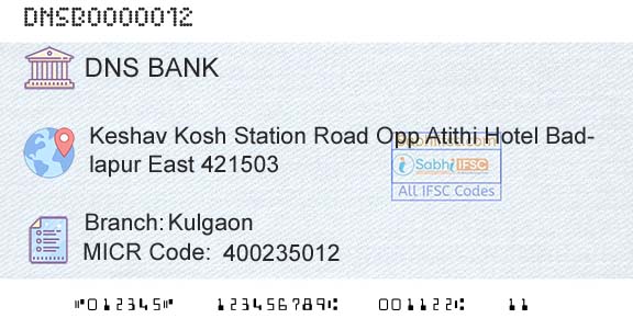 Dombivli Nagari Sahakari Bank Limited KulgaonBranch 