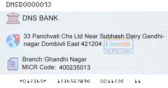 Dombivli Nagari Sahakari Bank Limited Ghandhi NagarBranch 