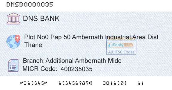 Dombivli Nagari Sahakari Bank Limited Additional Ambernath MidcBranch 