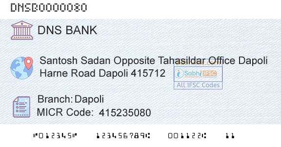 Dombivli Nagari Sahakari Bank Limited DapoliBranch 