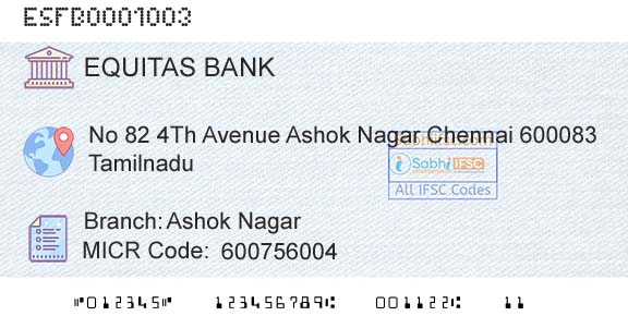 Equitas Small Finance Bank Limited Ashok NagarBranch 