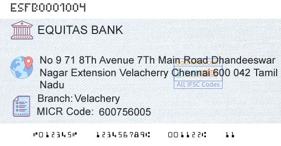 Equitas Small Finance Bank Limited VelacheryBranch 
