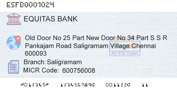 Equitas Small Finance Bank Limited SaligramamBranch 