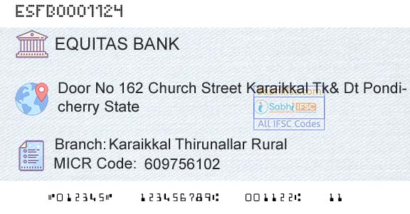 Equitas Small Finance Bank Limited Karaikkal Thirunallar RuralBranch 