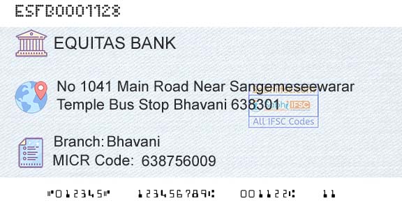 Equitas Small Finance Bank Limited BhavaniBranch 