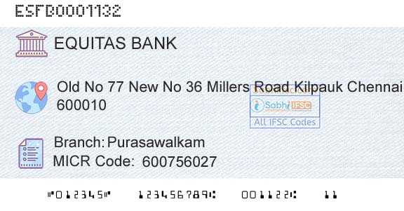 Equitas Small Finance Bank Limited PurasawalkamBranch 
