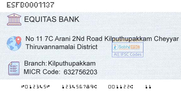 Equitas Small Finance Bank Limited KilputhupakkamBranch 