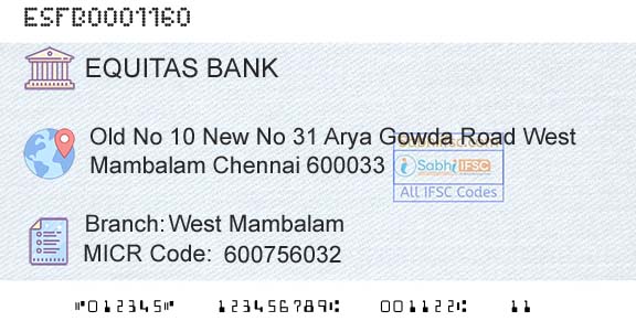 Equitas Small Finance Bank Limited West MambalamBranch 