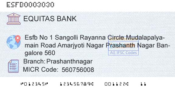 Equitas Small Finance Bank Limited PrashanthnagarBranch 