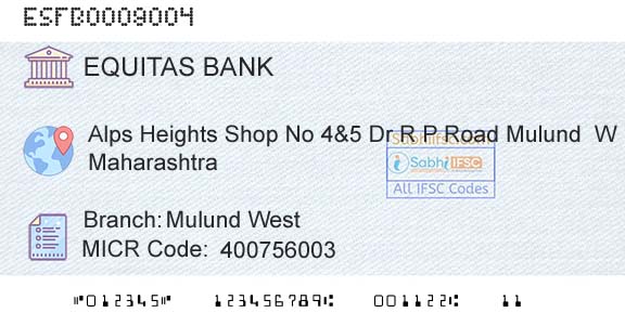 Equitas Small Finance Bank Limited Mulund WestBranch 