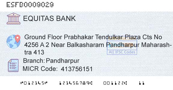 Equitas Small Finance Bank Limited PandharpurBranch 