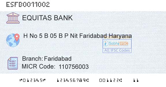 Equitas Small Finance Bank Limited FaridabadBranch 