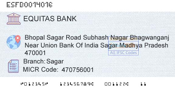 Equitas Small Finance Bank Limited SagarBranch 