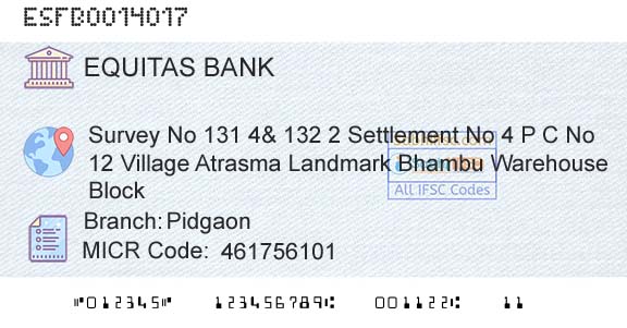 Equitas Small Finance Bank Limited PidgaonBranch 