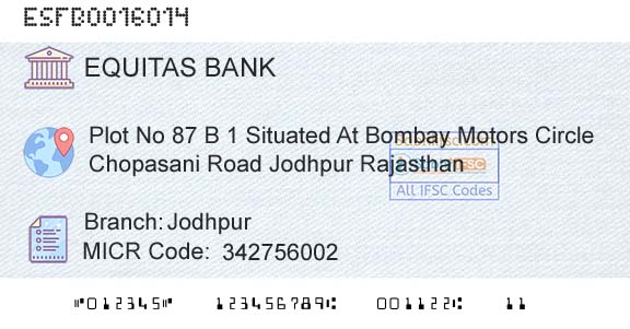 Equitas Small Finance Bank Limited JodhpurBranch 