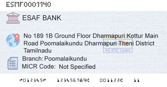 Esaf Small Finance Bank Limited PoomalaikunduBranch 