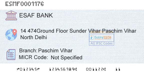 Esaf Small Finance Bank Limited Paschim ViharBranch 
