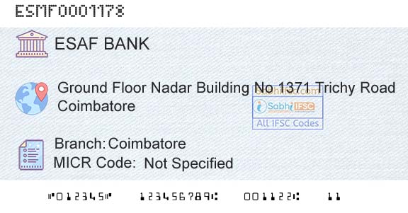 Esaf Small Finance Bank Limited CoimbatoreBranch 