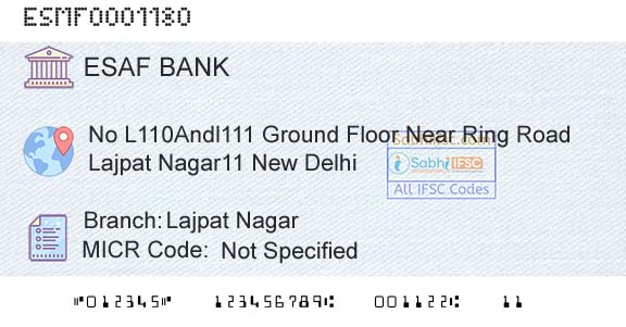 Esaf Small Finance Bank Limited Lajpat NagarBranch 