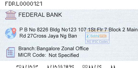 Federal Bank Bangalore Zonal OfficeBranch 