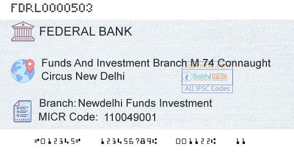 Federal Bank Newdelhi Funds InvestmentBranch 