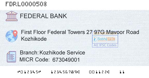Federal Bank Kozhikode ServiceBranch 