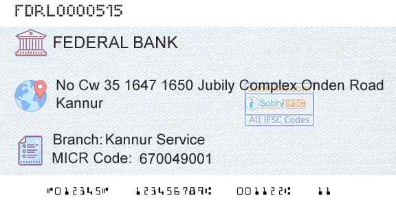 Federal Bank Kannur ServiceBranch 